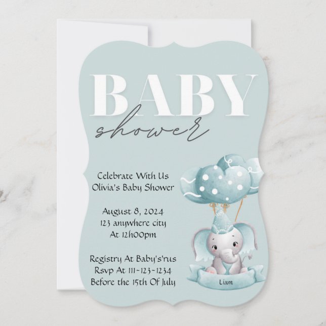 INVITACIÓN DE Baby Shower EN COLOR AZUL (Anverso)