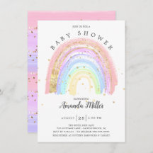Invitación de Baby Shower en el arco iris rosa dor