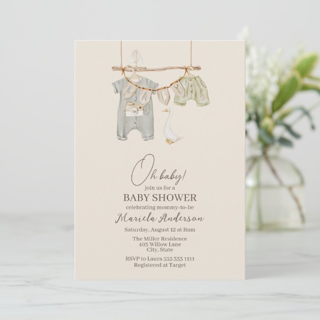 Invitación de Baby Shower en el móvil de Boho Nurs (Anverso de pie)