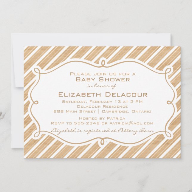 Invitación de Baby Shower en franjas diagonales ru (Anverso)