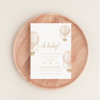 Invitación de Baby Shower en globo de aire calient