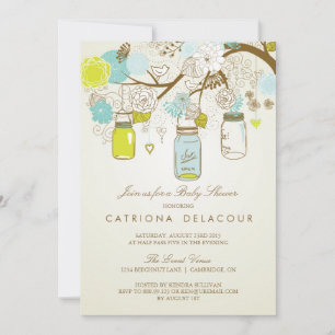 INVITACIÓN DE BABY SHOWER EN JARS DE MASÓN RÚSTICO