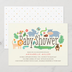 Invitación de Baby Shower en la jungla