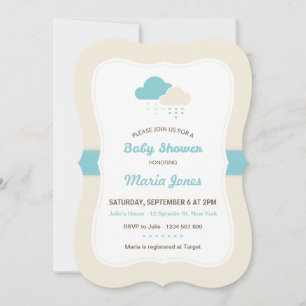 Invitación de Baby Shower en nube turquesa