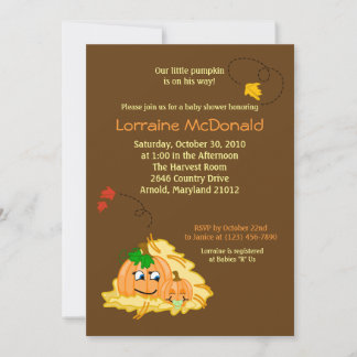 Invitación de Baby Shower en otoño de calabazas 5x