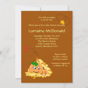 Invitación de Baby Shower en otoño de calabazas 5x
