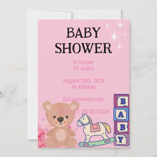 INVITACIÓN DE BABY SHOWER EN ROPA (Anverso)