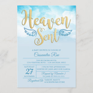 Invitación de Baby Shower enviada por el cielo