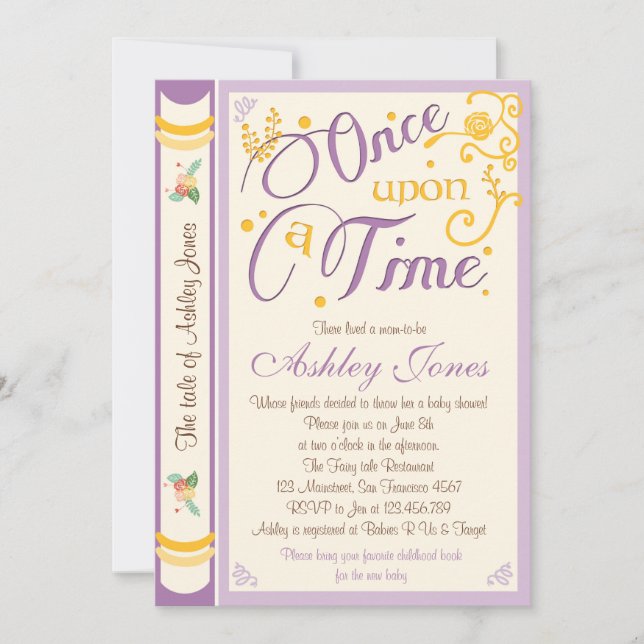 Invitación de Baby Shower Érase Una Vez Cuento de  (Anverso)