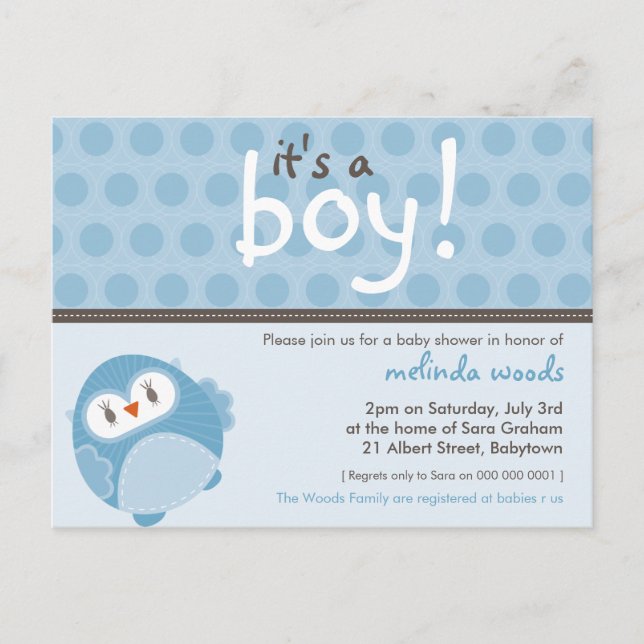 INVITACIÓN DE Baby Shower :: es un búho 7 (Anverso)