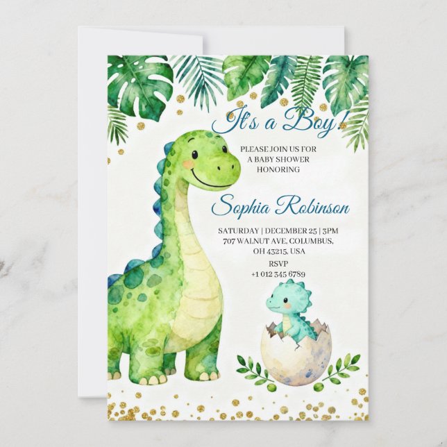Invitación de Baby Shower 'Es un Niño' (Anverso)