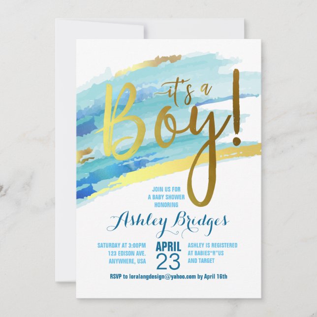 Invitación de baby shower Es un niño (Anverso)