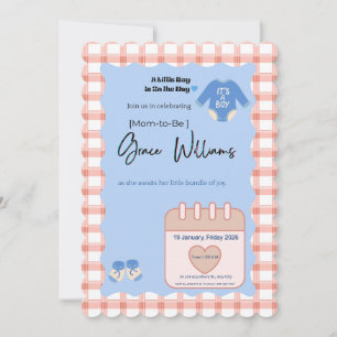 Invitación de Baby Shower 'Es un Niño'   C Azul a 