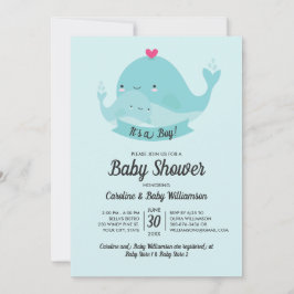 Invitación de Baby Shower es una ballena chiquilla