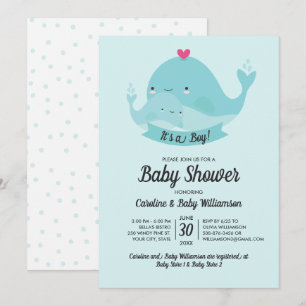 Invitación de Baby Shower es una ballena chiquilla