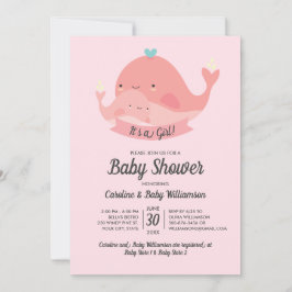 Invitación de Baby Shower es una Chica de ballena
