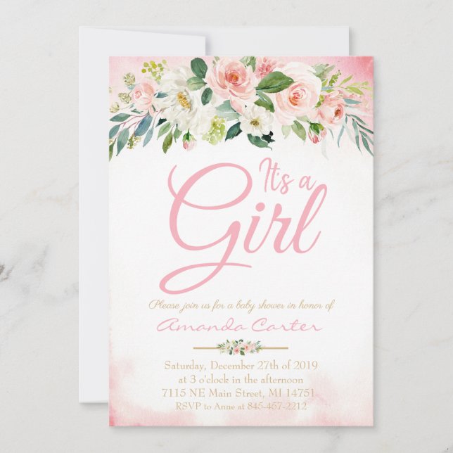 Invitación de Baby Shower es una ducha de bebé chi (Anverso)
