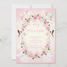 Invitación de Baby Shower "Es una Niña" con Flores