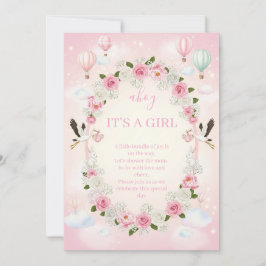 Invitación de Baby Shower "Es una Niña" con Flores