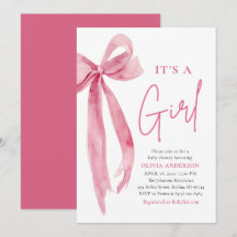 Invitación de Baby Shower 'Es una Niña' con Lazo R