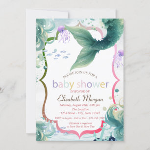 Invitación de Baby Shower Escamas de Cola de Siren