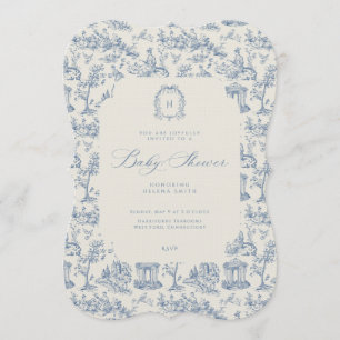Invitación de baby shower estilo toile floral anti