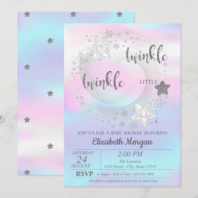 Invitación de Baby Shower Estrella Brillante Plate (Anverso / Reverso)