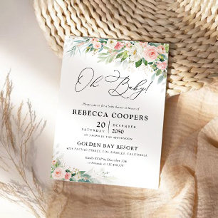 Invitación de Baby Shower Ethereal Rubor Pink Rose