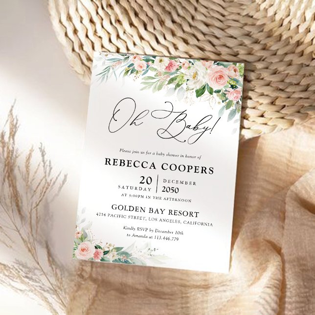 Invitación de Baby Shower Ethereal Rubor Pink Rose (Subido por el creador)