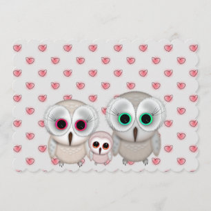 Invitación de Baby Shower Familia de Búho Pequeño