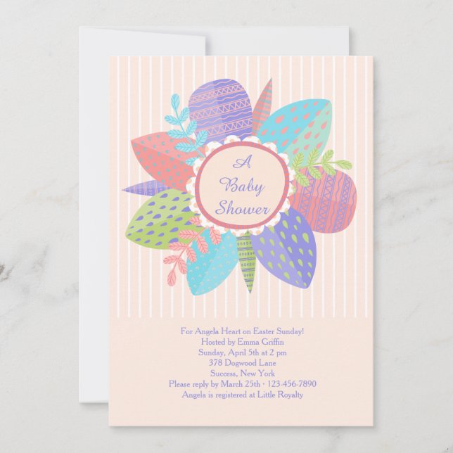 Invitación de Baby Shower Feliz Primavera (Anverso)