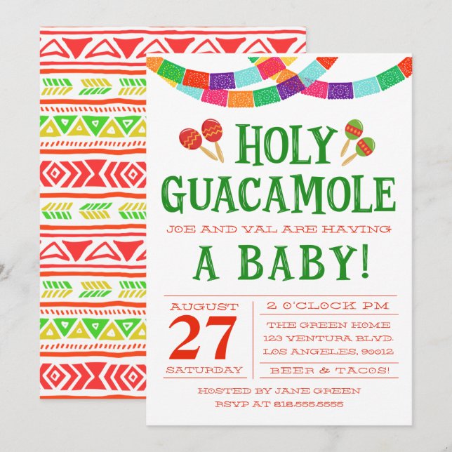 INVITACIÓN DE BABY SHOWER FIESTA (Anverso / Reverso)