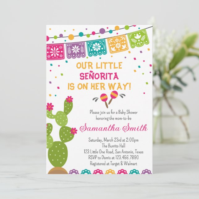 Invitación de Baby Shower Fiesta Boho Mexicana (Anverso de pie)
