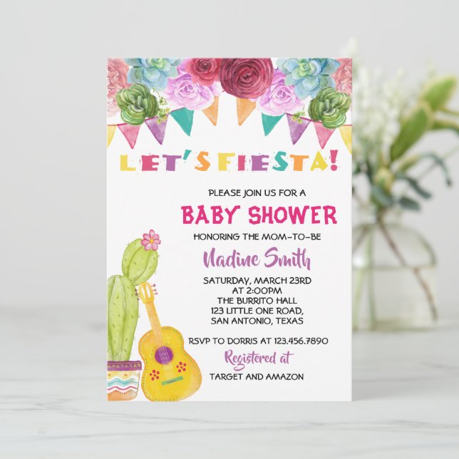 Invitación de Baby Shower Fiesta Mexicana Boho (Anverso de pie)