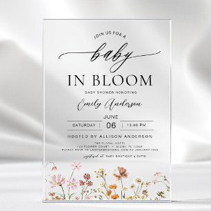 Invitación de Baby Shower Flor de bebé silvestre e