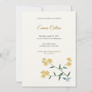 Invitación de Baby Shower Flor de Profeta Amarillo