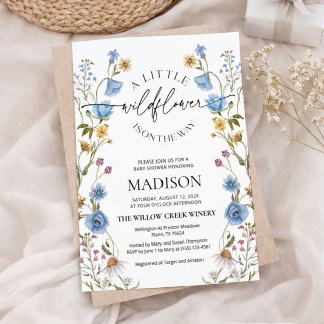 Invitación de baby shower Flor Silvestre Azul (Subido por el creador)
