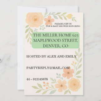Invitación de Baby Shower Floral