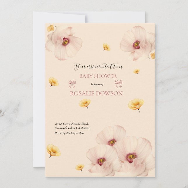 Invitación de Baby Shower Floral (Anverso)