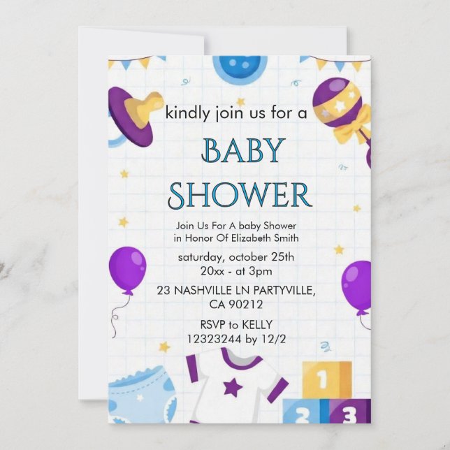Invitación de Baby Shower Floral (Anverso)
