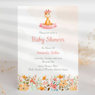 Invitación de Baby Shower floral a bebé dulce Gira