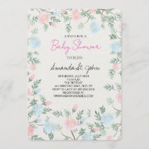 Invitación de baby shower floral acuarela