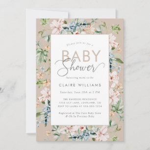 Invitación de baby shower floral acuarela boho