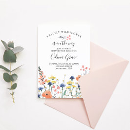 Invitación de baby shower floral acuarela Wildflow