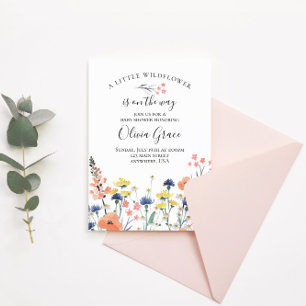 Invitación de baby shower floral acuarela Wildflow