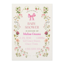 Invitación de baby shower floral | agua suave rosa