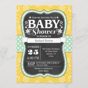 Invitación de Baby Shower floral amarilla de la Ca