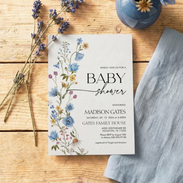 Invitación de baby shower floral azul (Subido por el creador)