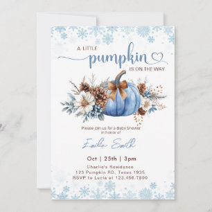 Invitación de Baby Shower floral Azul de una peque