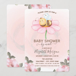 Invitación de Baby Shower Floral Baby Bee